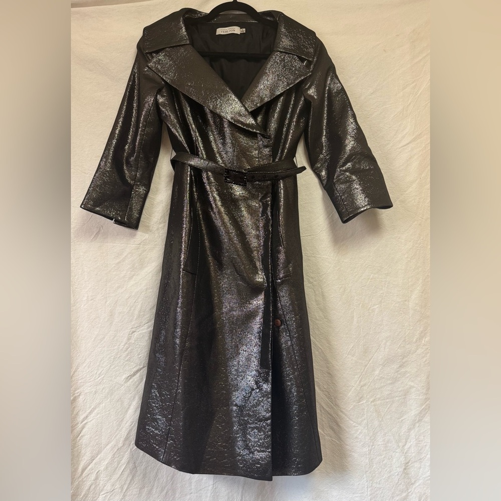 Rickie freeman for Teri Jon Metallic detail Silver Size 6